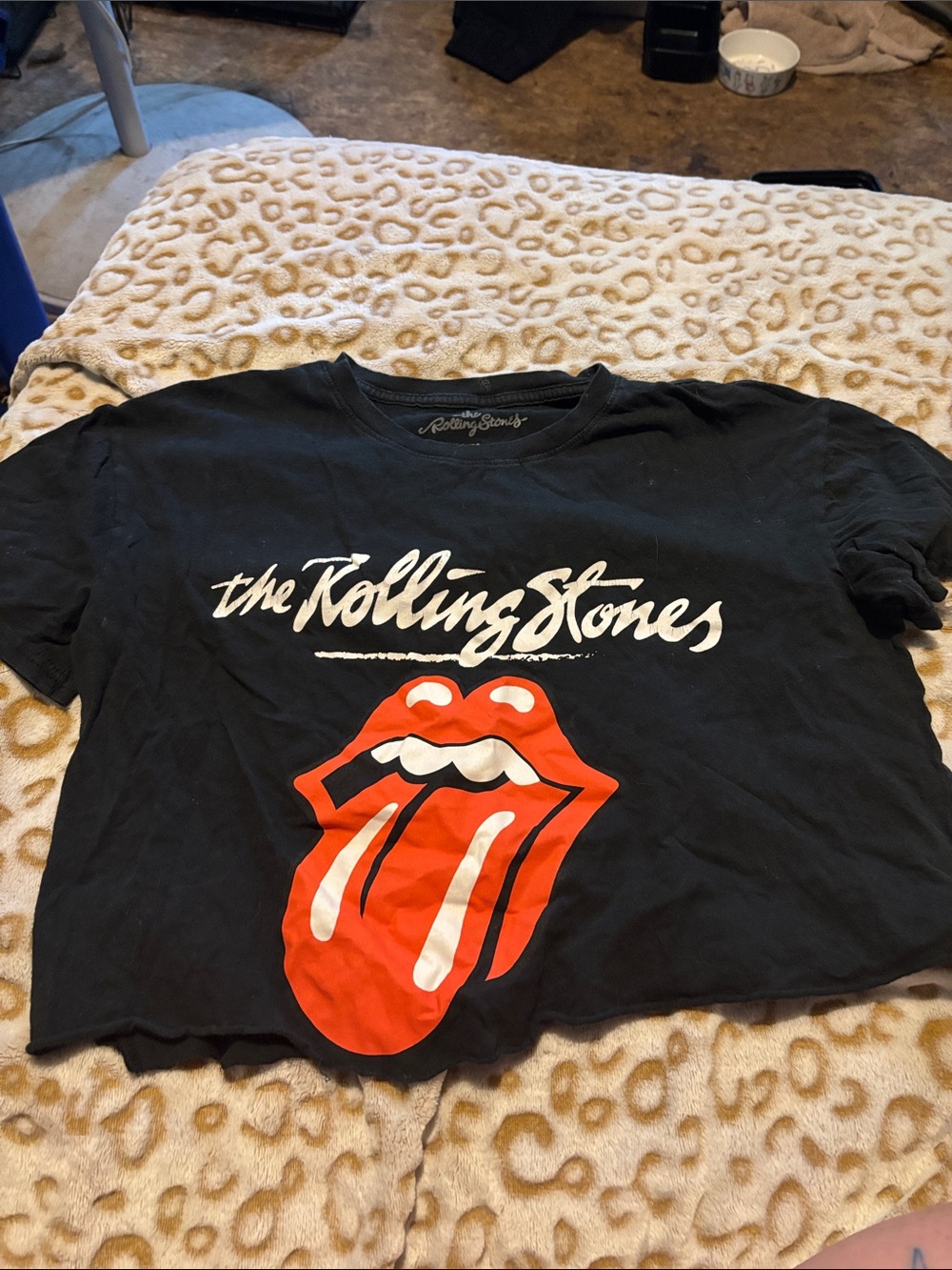 the Rolling Stones Black Tee with Red Tongue Logo